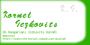 kornel iczkovits business card